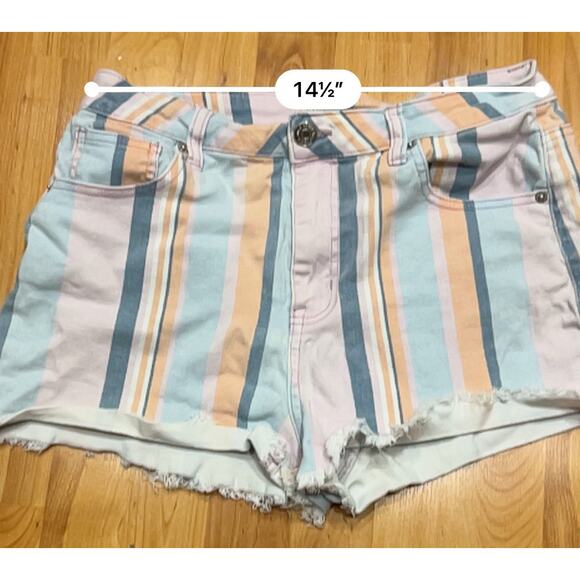 Wild Fable Denim Striped Raw Hem Shorts Multi Colored Women’s 10 - Picture 2 of 4